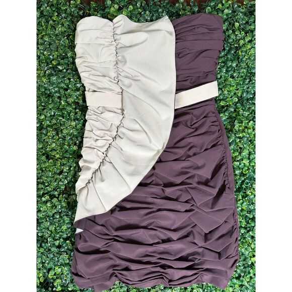 ark and co strapless asymmetrical two toned ruffled mini dress size small - Picture 2 of 4